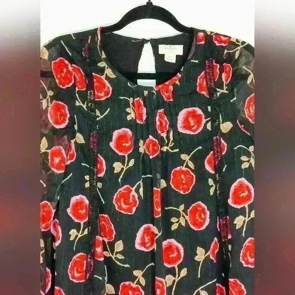 KATE SPADE GIRLS HAZY ROSE FLORAL METALLIC DRESS. - Picture 3 of 4